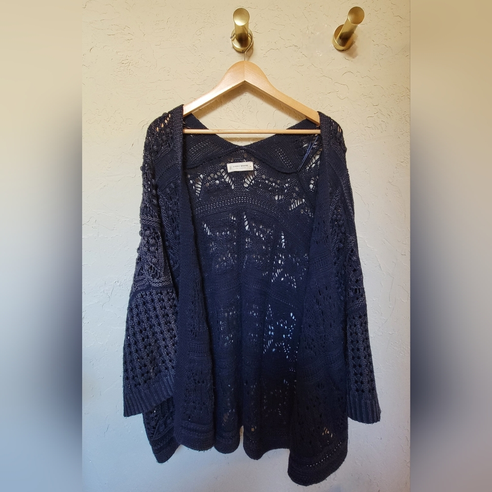 Lucky Brand Indigo Open-Knit Cardigan